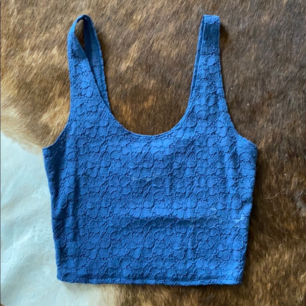 Blue lace crop top